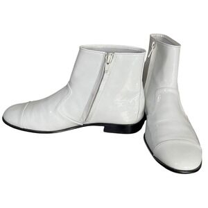 Jeffrey Campbell‎ Gretta Crinkle White Patent Leather Ankle Boots Women's Size 7